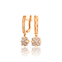 Сережки золотые экстравагантные Пирамида с фианитами 033597