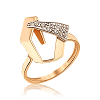 Золотое кольцо в фантазийном дизайне с фианитами 036568