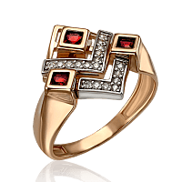 Шикарное кольцо в комбинированном золоте с камнями 033701