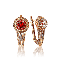 Золотые серьги с горным хрусталем Пылающий Лед 033383