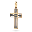 Подвес золотой крестик с современным геометрическим дизайном и вставками с черной эмали 040627 детальное изображение ювелирного изделия Золотые кулоны с эмалью Подвес золотой крестик с современным геометрическим дизайном и вставками с черной эмали 040627 детальное изображение ювелирного изделия Золотые кулоны с эмалью