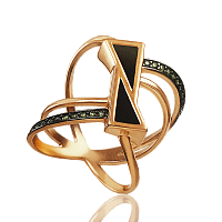 Золотое кольцо с агатом и нанокристаллами 030053