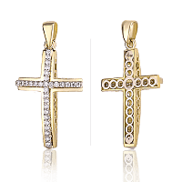 Золотой крестик с бриллиантами 025392