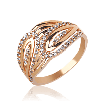 Золотое кольцо с фианитами 031489