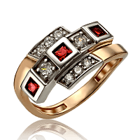 Кольцо с камнями в комбинированном золоте Доминикана 033692