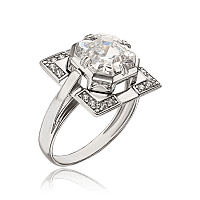Серебряное кольцо квадратной формы с фианитом огранки Ашер 034676