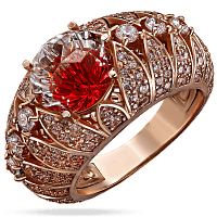 Кольцо из красного золота с камнями Хрустальное пламя 033384