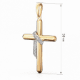 Золотой подвес-крестик с закругленными концами, украшенный диагональной лентой с фианитами  Золотой подвес-крестик с закругленными концами, украшенный диагональной лентой с фианитами