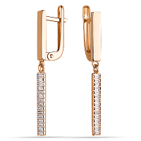 Золотые серьги подвески с россыпью фианитов 037041