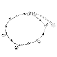 Серебряный браслет с шариками разного диаметра на цепочке гольф 925 пробы 039754