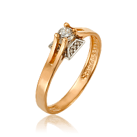Золотое кольцо комбинированное с фианитами Тайна 033447