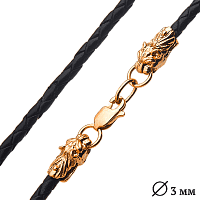 Кожаний шнурок "Тигр" з золотою защібкою 025691