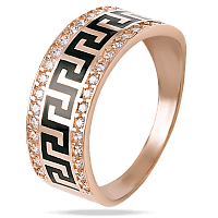 Золотое кольцо в греческом стиле с фианитами 028663