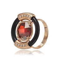 Золотое кольцо с агатом и фианитами 028645