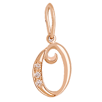 Золотой кулон буква О с цирконием 023721