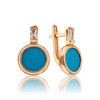 Сережки золотые с синей бирюзой Николь 033407