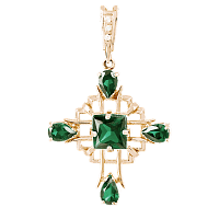 Золотой кулон с зеленым с аметистом 023738