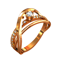 Золотое кольцо с цирконием 380115