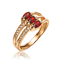 Золотое кольцо с камнями три капли 033979