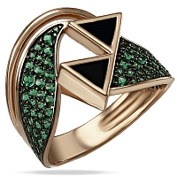 Золотое кольцо с агатом и нанокристаллами 030033