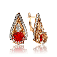 Серьги золотые женские с горным хрусталем и фианитами 035528