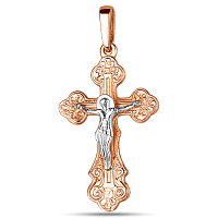 Золотой крестик с белым Распятием 024152