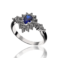 Золотое кольцо с бриллиантами и сапфиром 030338