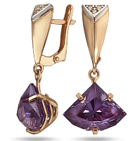 Серьги с александритом в золоте 585 пробы Виолетта 034410