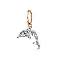 Золотой кулон Дельфин с фианитами 024035