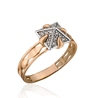 Экстравагантное золотое кольцо шипы Пирамида с фианитами 033596