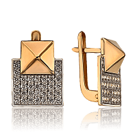 Золоті сережки з каменями в геометричному дизайні Барбара 034054
