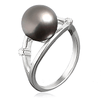 Золотое кольцо с черным жемчугом и бриллиантами 1020/1