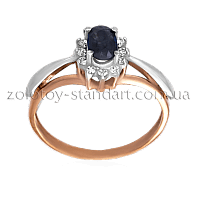 Золотое кольцо с сапфиром и бриллиантами 11472