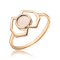 Золотое кольцо в стиле минимализм с перламутром 035251