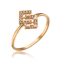 Кольцо золотое с стильном дизайне с фианитами 035868