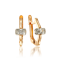 Сережки золотые с тремя фианитами 033488
