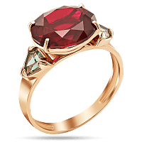 Кольцо золотое Love Cherry с корундом и кварцем 039172