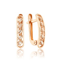 Золотые серьги в лаконичном дизайне с фианитами 034701