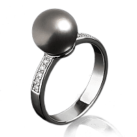 Кольцо из белого золота с жемчугом и бриллиантами 1070/1