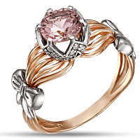 Золотое кольцо с морганитом и фианитами 030460