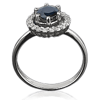 Кольцо из белого золота с сапфиром и бриллиантами 1078/1