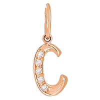 Золотой кулон буква С с цирконием 023718