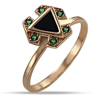 Золотое кольцо с агатом и нанокристаллами 030045