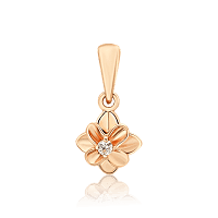 Золотой кулон Цветок с бриллиантом 036863