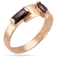 Золотое кольцо Мери с чёрными фианитами багетовой огранки 038941