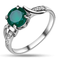 Серебряное кольцо "Станислава" с зелёным ониксом 026838