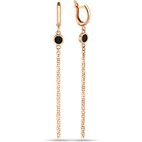 Золотые серьги цепочки длинные с агатом 036599