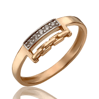 Золотое кольцо с фианитами в красном золоте 031617
