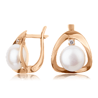 Золотые серьги с жемчугом 598304