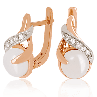 Золотые серьги с жемчугом 023570